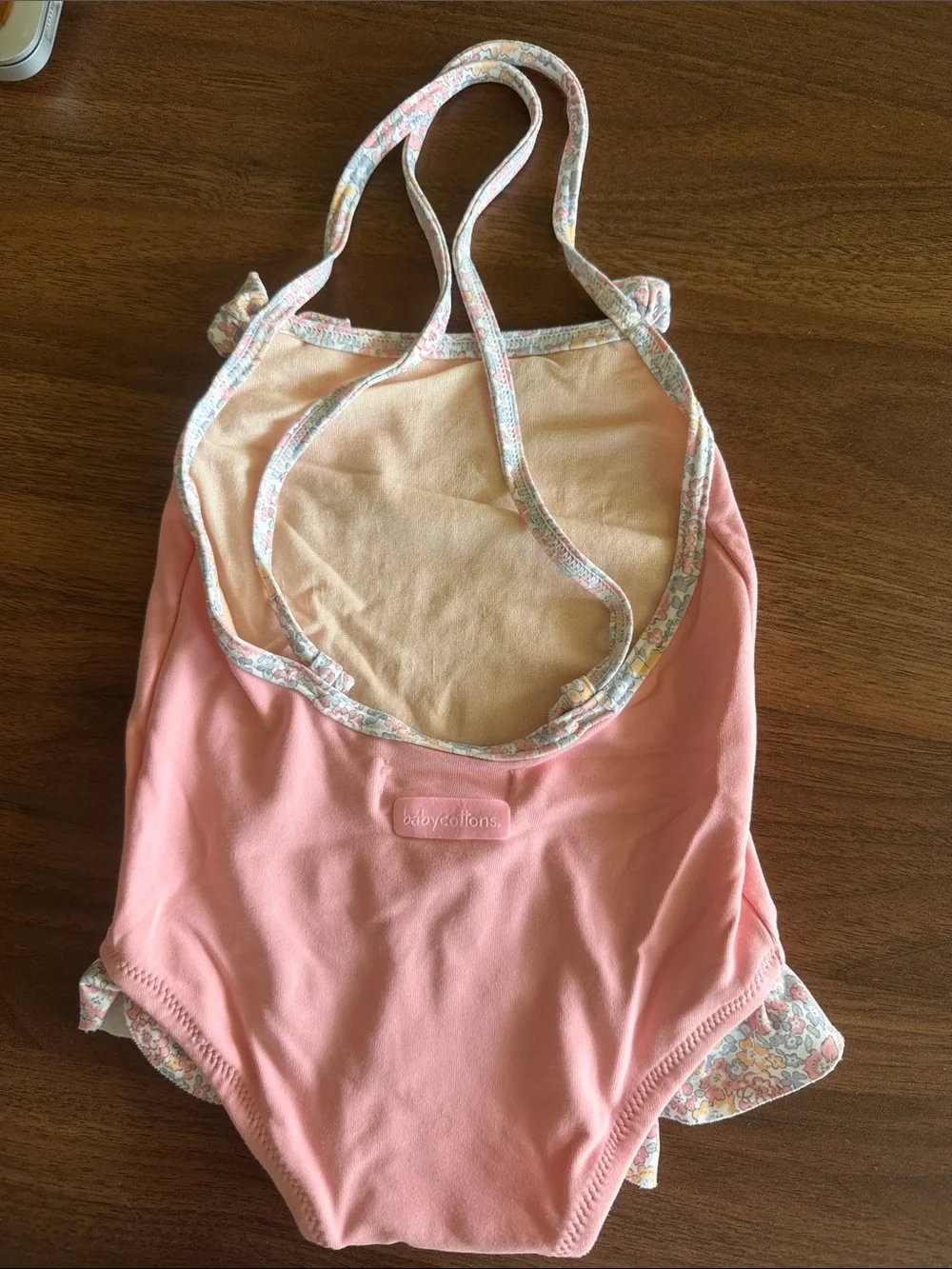 babycottons Pink Girls Floral-Trim One-Piece Swimwear
